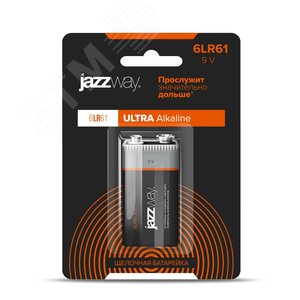 Элемент питания 6LR61, крона JAZZway Ultra PLUS, блистер, 1 шт.