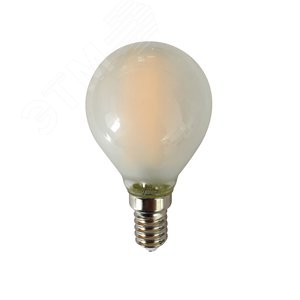 Лампа светодиодная декоративная LED 6w E14 3000K шар матовый филамент 230/50