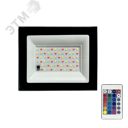 Прожектор светодиодный LED ДО PFL-20W RGB-RC черный IP65