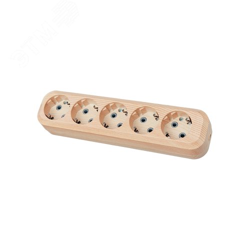 "Колодка розеточная 5 гнезд 2П+3 16А 250В ""Эко"" (сосна) TDM"