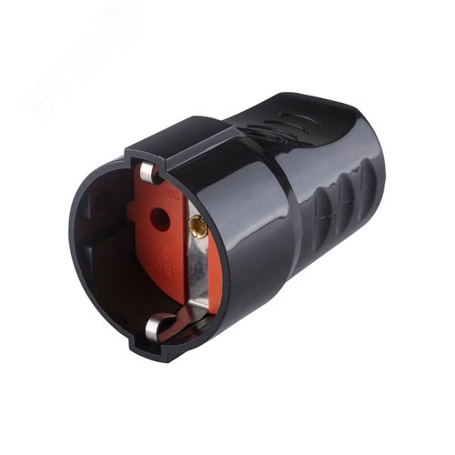 Кабельная розетка рифленая 2П+З 16А 250B черная TDM