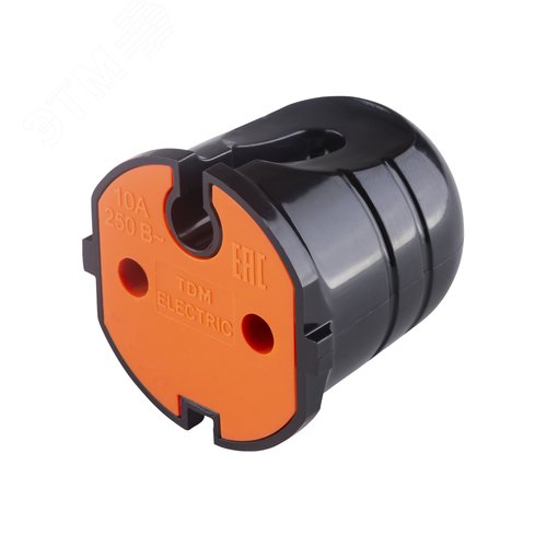 Кабельная розетка б/з черная с красной вставкой 10А 250B чернаяTDM