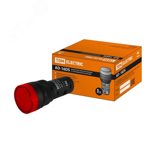 Лампа AD-16DS(LED)матрица d16мм красный 110В AC/DC