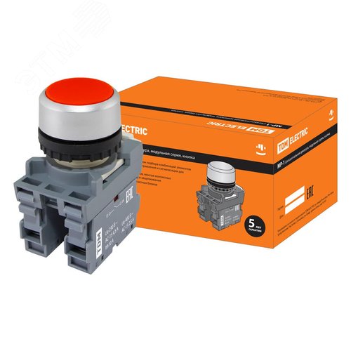 Кнопка MP1-20R в сборе d22мм 1з+1р красная