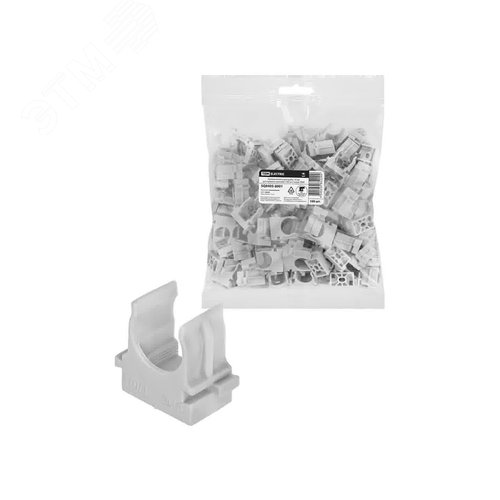 Крепеж-клипса для трубы 16 мм для прямого монтажа 100 шт. серая TDM