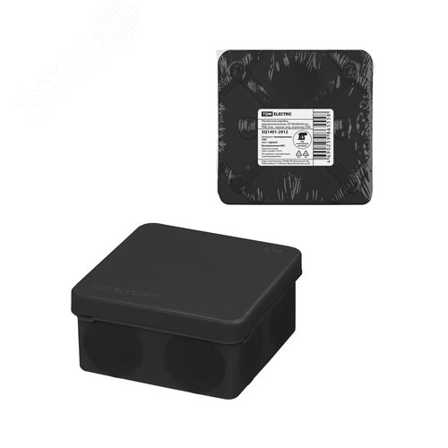 Распаячная коробка двухкомпонентная ОП 80х80х40 мм IP66 8 вх. черная инд. штрихкод TDM