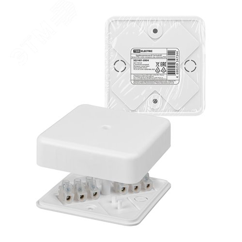Коробка распаячная КР 75х75х20 ОП белая IP40 с клем. колодкой  инд. штрихкод TDM