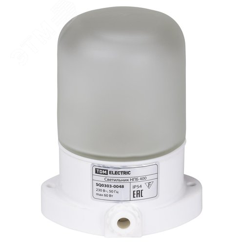 Светильник для бани и сауны НПБ400 настенно-потолочный IP54, 60Вт, E27, белый, основание керамика