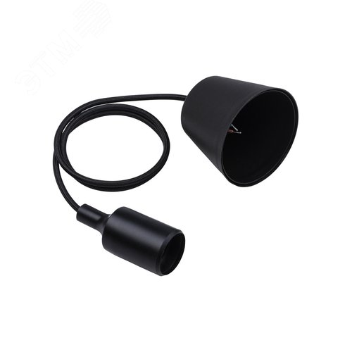 Патрон пластиковый Е27 с подвесом 1 м черный