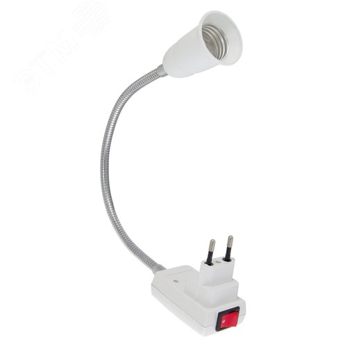 Переходник вилка-Е27 гибкий 300 мм с выключателем белый