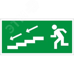 Пиктограмма ПЭУ 005 По лестнице вниз налево 240х125 PC-M