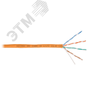Витая пара U/UTP 4 пары Кат 5e solid BC AWG24 (0.50мм) IN LSZH нг(А)-HF оранжевый 305м