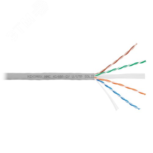Витая пара U/UTP 4 пары Кат 6 solid BC AWG23 (0.55мм) IN PVC серый 305м