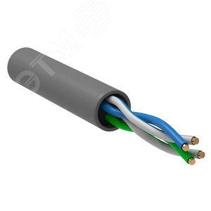 Витая пара U/UTP кат 5E 2х2х0.52 LSZH серый 305м РФ/С