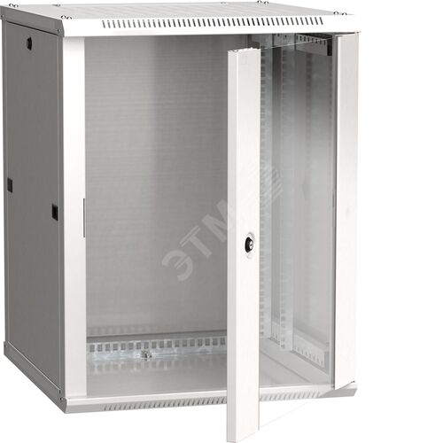 Шкаф настенный 19' LINEA W 12U 600x600мм стеклянная дверь RAL7035
