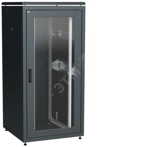 Шкаф сетевой 19'' 33U 800х800мм стеклянная передняя дверь задняя металлическая черный LINEA N