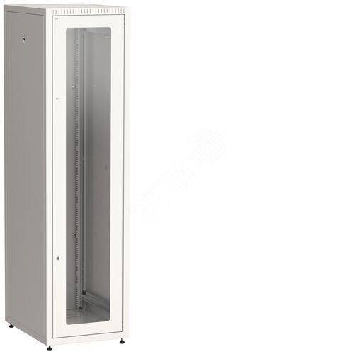 Шкаф LINEA E 42U 600х800мм двери 2шт стеклянная и металлическая. серый