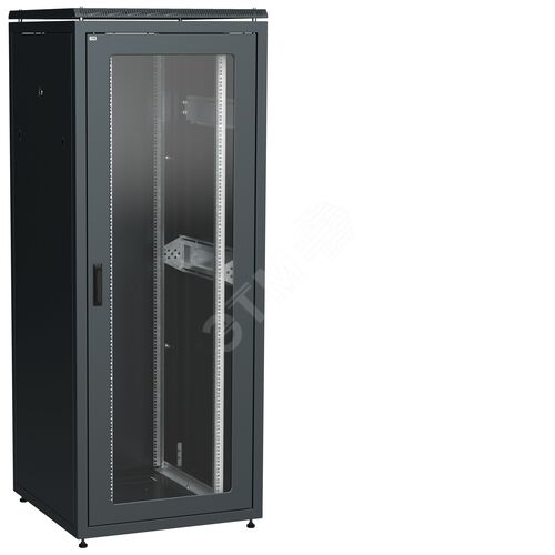 Шкаф сетевой 19'' 42U 800х800мм стеклянная передняя дверь задняя металлическая черный LINEA N