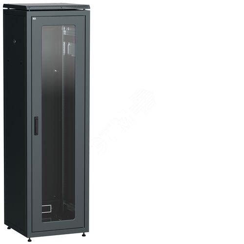 Шкаф сетевой 19'' 42U 600х600мм стеклянная передняя дверь черный LINEA N
