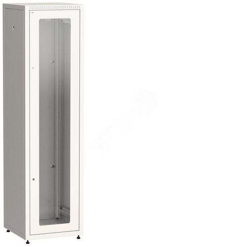 Шкаф напольный сетевой 19'' 42U 600х600мм стеклянная передняя дверь задняя металлическая серый LINEA E
