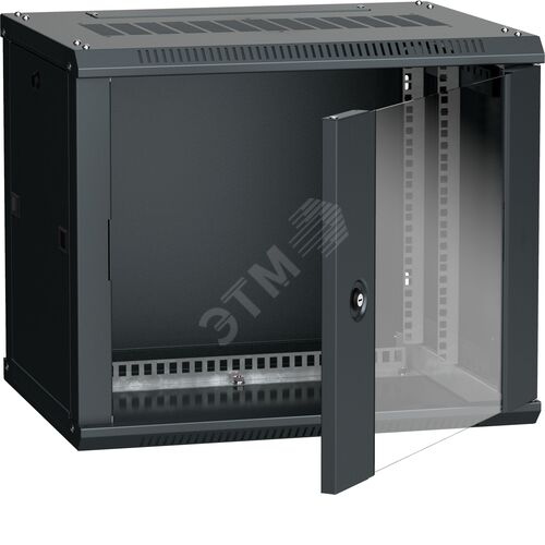 Шкаф LINEA W 6U 600х450мм дверь стекло черный RAL9005