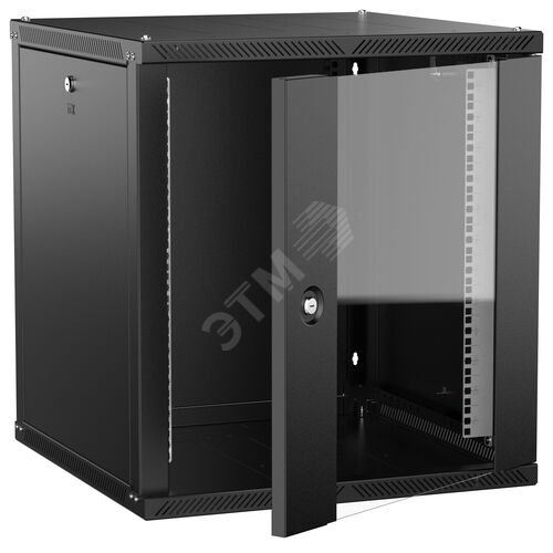 ITK LINEA W Шкаф настенный 12U 600х600мм дверь стекло черный 2.0