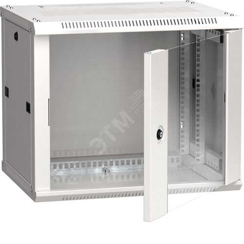 Шкаф настенный 19' LINEA W 6U 600x450мм стеклянная дверь RAL7035
