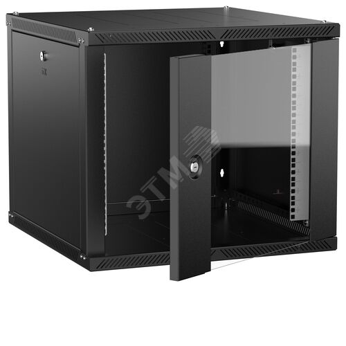 Шкаф 9U 600х600мм дверь стекло черный 2.0