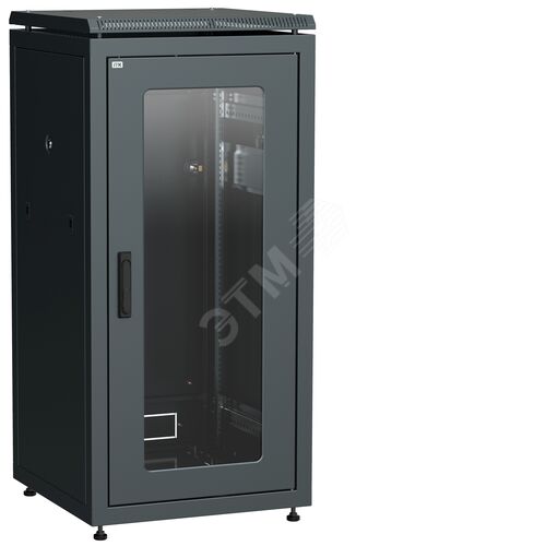 Шкаф сетевой 19' LINEA N 28U 600х800мм стеклянная передняя дверь черный
