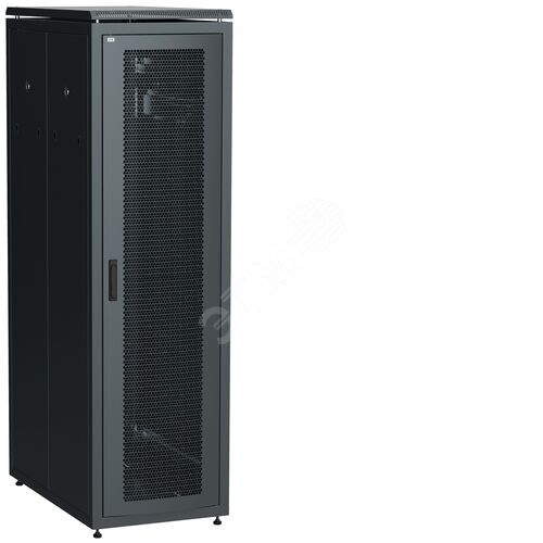 Шкаф напольный сетевой 19'' 47U 800х1000мм перфорированная передняя дверь задняя перфорированная черный LINEA N