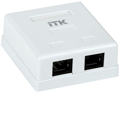 Настенная информационная розетка RJ45 8P8C кат.5E UTP 2-порта белая