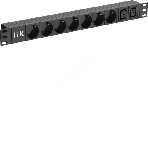 PDU 7 розеток немецкий стандарт + 2 С13 1U кабель 2м вилка немецкий стандарт