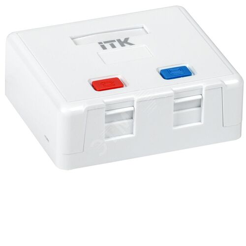 Корпус настенной розетки для установки двух модулей Keystone Jack белый