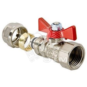 Кран шаровой 16x1/2' ВВ под обжим ручка бабочка