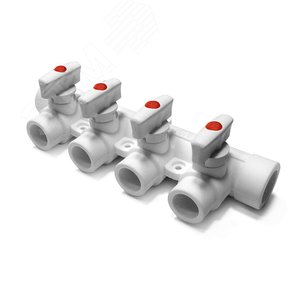 Коллектор 25x20 с 3 выходами, полипропиленовый PPR белый