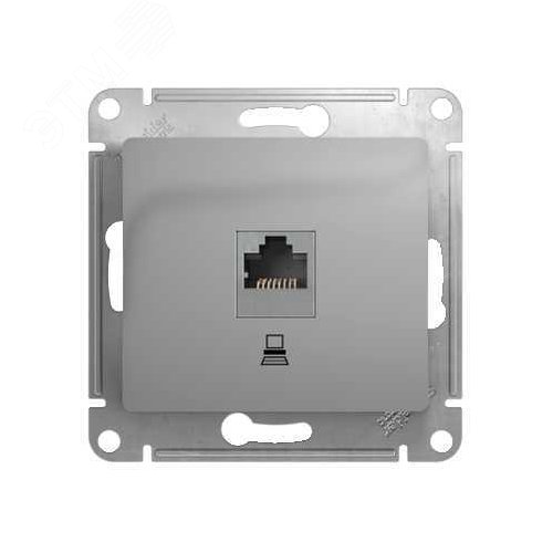 GLOSSA Розетка компьютерная RJ45 категория 5е в рамку алюминий