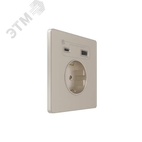 Розетка С/У с ЗК и зар.устр.USB А+С 20Вт (250В, 16А, защит.шторки), Песчаный берег , Systeme Infinity