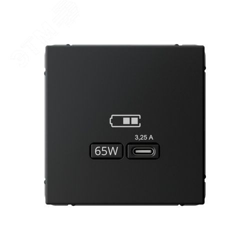 ARTGALLERY USB розетка тип-С 65Вт высокоскор.заряд. QC, PD, механизм, карбон