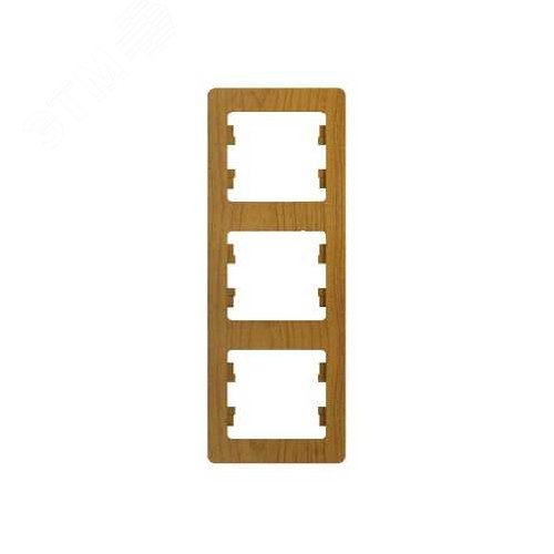 GLOSSA Рамка 3 поста вертикальная дуб