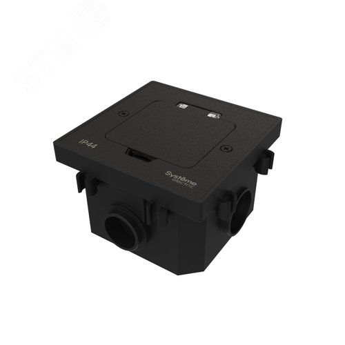 Лючок MultiDeS на 2 модуля IP44 с монтажной коробкой для бетонных полов ЧЁРНЫЙ матовый тип MDK20