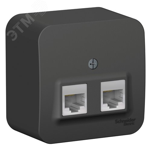 Розетка BLANCA наружная двойная компьютерная RJ45, кат.5e, с изолирующей пластиной, антрацит