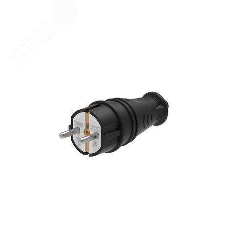 Вилка 2К+З прямая каучуковая 16А/250В IP44 Чёрная MultiSet