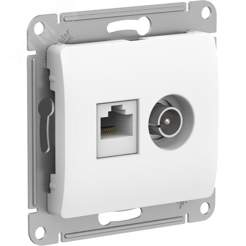 GLOSSA РОЗЕТКА двойная ТВ + компьютерная RJ45, кат. 5Е, БЕЛЫЙ