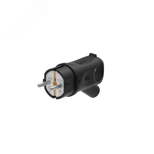 Вилка 2К+З угловая каучуковая 16А/250В IP44 Чёрная MultiSet