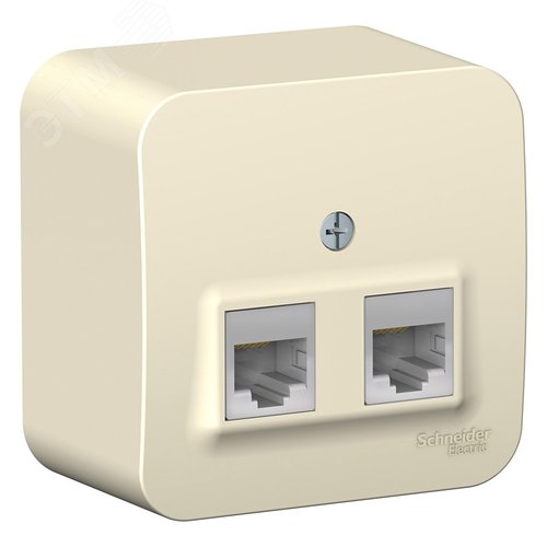Розетка BLANCA наружная двойная компьютерная RJ45, кат.5e, с изолирующей пластиной, молочный
