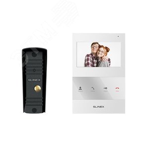 Комплект видеодомофон+вызывная видеопанель SQ-04 White + ML-16HR Black