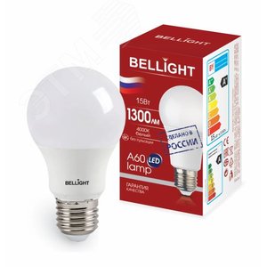 Лампа светодиодная LED A60 220V/15W/E27 1300Lm 4000К  BELLIGHT