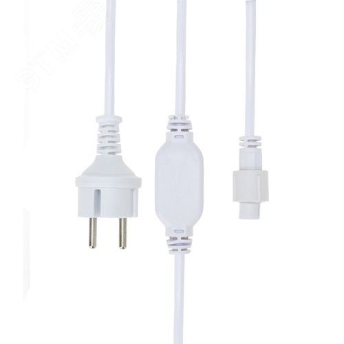 Шнур питания для гирлянды Дюраплей 4 А, подключение до 200 м, белый каучук, 230 В