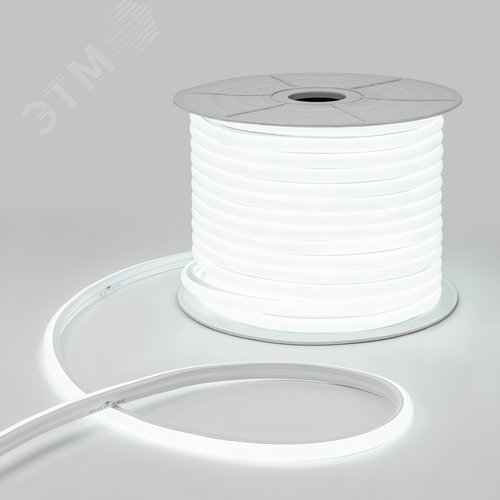 Гибкий неон 16х16мм форма D 144 LED/м БЕЛЫЙ 230В бухта 50м (c комплектом подключения)