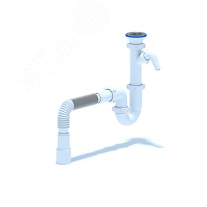 Сифон для мойки АНИ 1 1/2'X40 прямоточный с отводом для стиральной машины с гибкой трубой 40х40/50